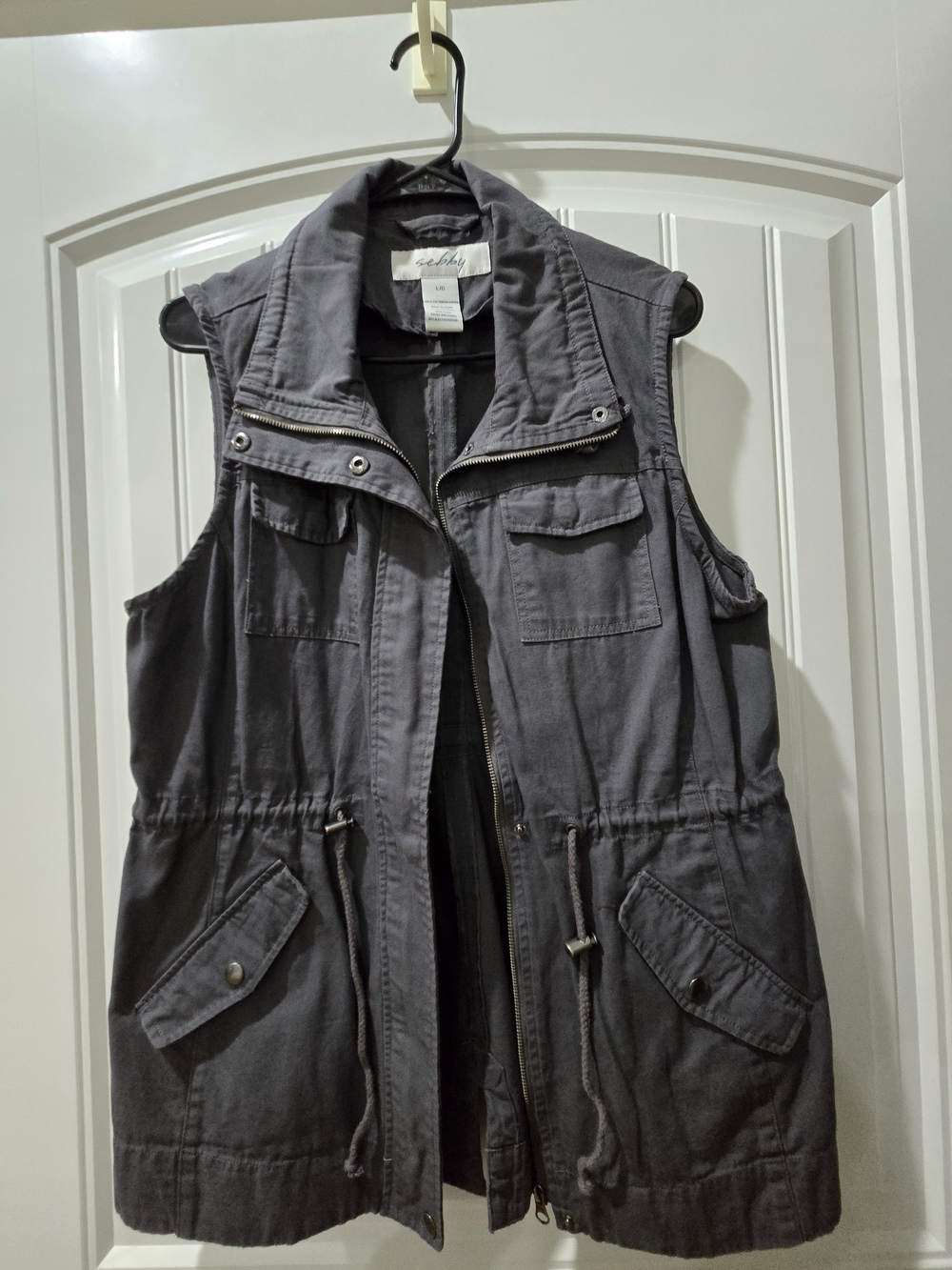 Sebby Charcoal Utility Drawstring Vest